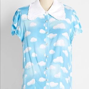 Hell Bunny - Dressed Like a Daydream Collared Blouse  - size Small